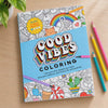 Good Vibes Coloring Book with 12 Mood Trackers, Positive Affirmations & Doodle Designs, Encouragement Gift